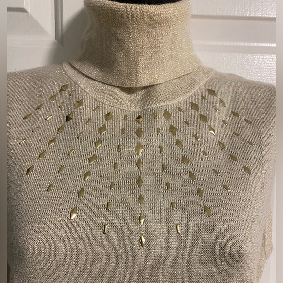 Ellen Tracy Gold sleeveless turtleneck sweater size L - Picture 2 of 5